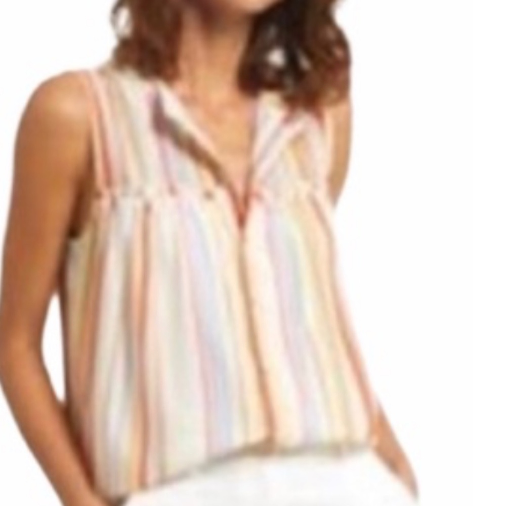Marie Oliver Flowy Stripe Poplin Top, Sz M - Picture 2 of 12